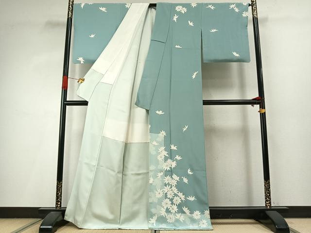 平和屋着物●染色作家　寺島利男　訪問着　舞花文　正絹　逸品　AABI9272fy