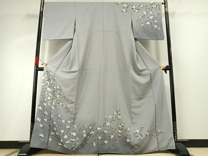 平和屋着物●訪問着　友禅　枝花文　暈し染め　正絹　逸品　AABI9275fy