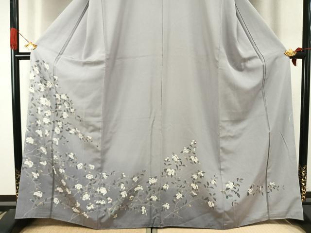 平和屋着物●訪問着　友禅　枝花文　暈し染め　正絹　逸品　AABI9275fy