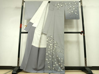 平和屋着物●訪問着　友禅　枝花文　暈し染め　正絹　逸品　AABI9275fy