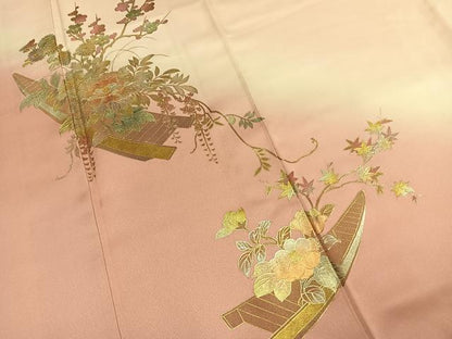 平和屋着物●金彩友禅　卓越技能者・名工・和田光正　訪問着　草花文　暈し染め　金銀彩　正絹　逸品　AABI9277fy