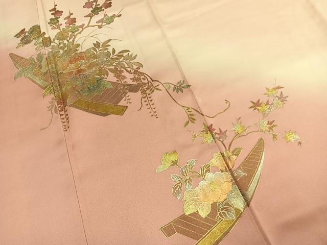 平和屋着物●金彩友禅　卓越技能者・名工・和田光正　訪問着　草花文　暈し染め　金銀彩　正絹　逸品　AABI9277fy