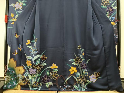 平和屋着物●豪華振袖　花蝶文　金銀彩　正絹　逸品　AABI9278fy