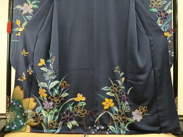 平和屋着物●豪華振袖　花蝶文　金銀彩　正絹　逸品　AABI9278fy