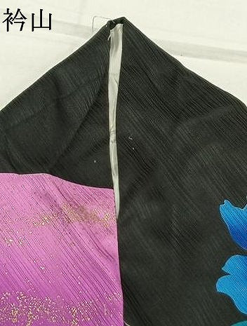 平和屋本店▼お引きずり・お引き摺り・引き振袖　和装　結婚式　舞妓　芸妓　芸者　衣装　花鳥文　黒地　金彩　AABI9279fy