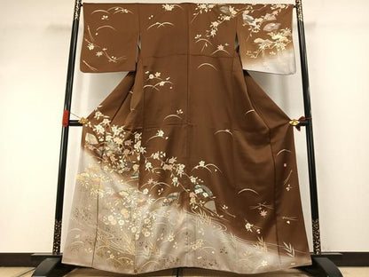 平和屋着物●訪問着　作家物　扇面花文　暈し染め　金彩　正絹　逸品　AABI9281fy