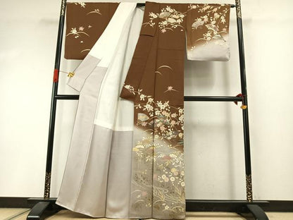 平和屋着物●訪問着　作家物　扇面花文　暈し染め　金彩　正絹　逸品　AABI9281fy