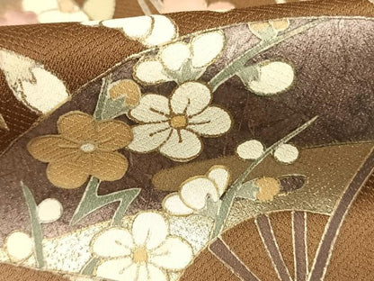 平和屋着物●訪問着　作家物　扇面花文　暈し染め　金彩　正絹　逸品　AABI9281fy
