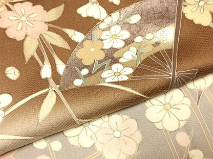 平和屋着物●訪問着　作家物　扇面花文　暈し染め　金彩　正絹　逸品　AABI9281fy