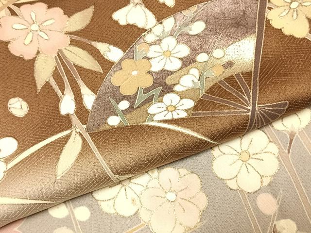 平和屋着物●訪問着　作家物　扇面花文　暈し染め　金彩　正絹　逸品　AABI9281fy