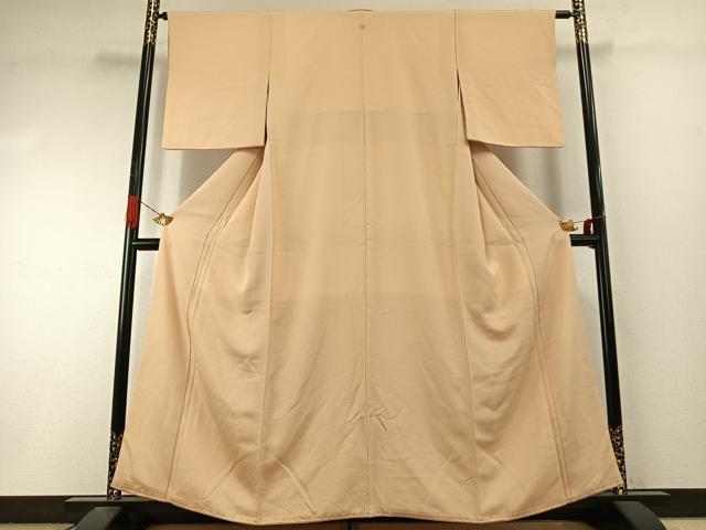 平和屋着物●上質な色無地　蜂蜜色　鬼しぼ縮緬　正絹　逸品　AABI9283fy