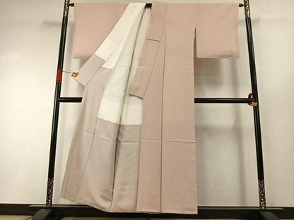 平和屋着物●小毛利作　色無地　灰梅色　正絹　逸品　AABI9284fy