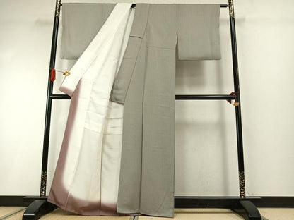 平和屋着物●上質な小紋　縞　正絹　逸品　AABI9289fy