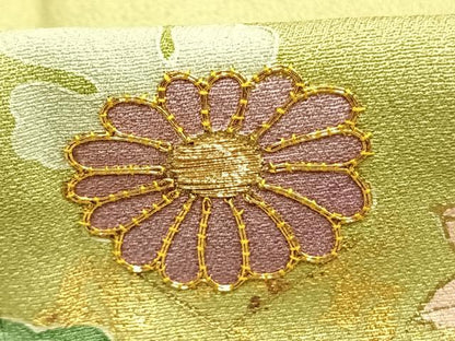 平和屋着物●訪問着　駒刺繍　草花文　暈し染め　金彩　正絹　逸品　AABI9290fy
