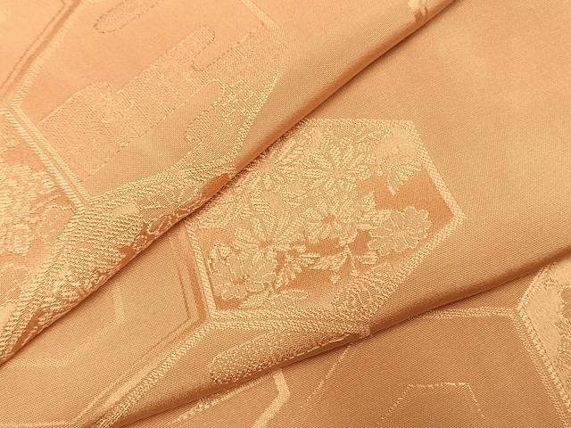 平和屋着物●上質な色無地　亀甲花地紋　深支子色　正絹　逸品　AABI9291fy