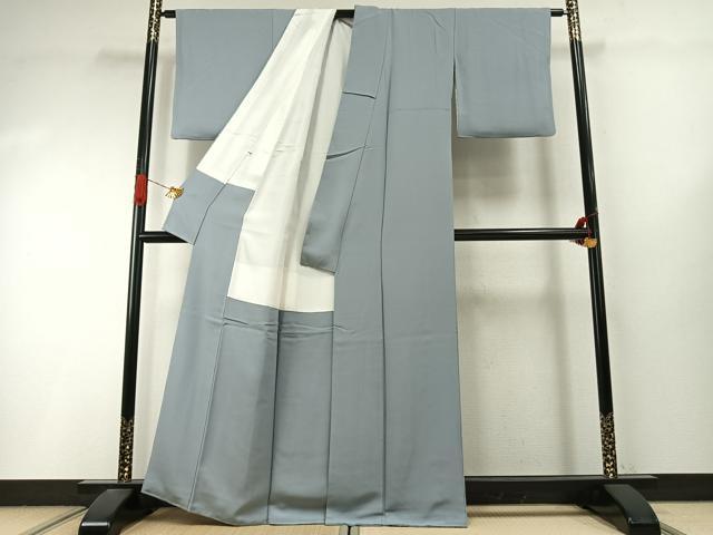 平和屋着物●上質な色無地　作家物　灰青色　正絹　逸品　AABI9293fy