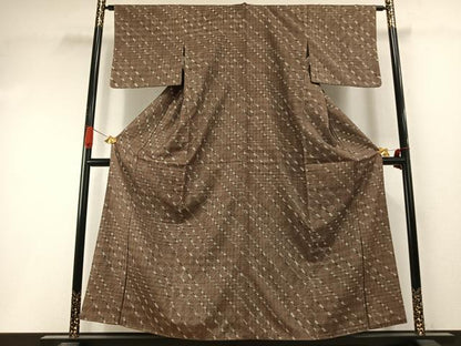 平和屋着物●上質な紬　絞り　斜縞　正絹　逸品　AABI9296fy
