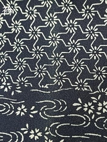 平和屋着物●上質な小紋　藍香房　本藍　横段花文　正絹　逸品　AABI9298fy
