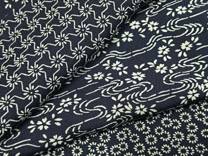 平和屋着物●上質な小紋　藍香房　本藍　横段花文　正絹　逸品　AABI9298fy