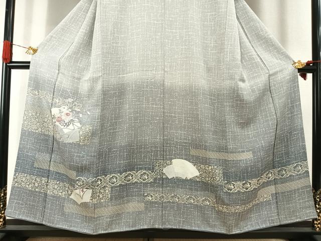 平和屋着物●訪問着　刺繍　地紙花文　暈し染め　金銀彩　正絹　逸品　未使用　AABI9300fy