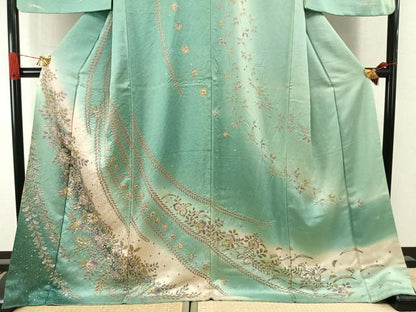 平和屋着物●訪問着　絞り　辻が花　暈し染め　金彩　ロング丈　正絹　逸品　AABI9305fy