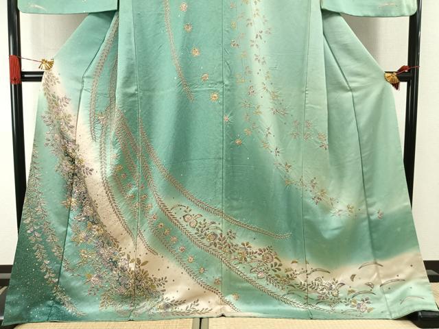 平和屋着物●訪問着　絞り　辻が花　暈し染め　金彩　ロング丈　正絹　逸品　AABI9305fy