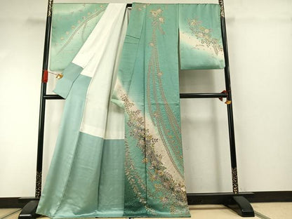 平和屋着物●訪問着　絞り　辻が花　暈し染め　金彩　ロング丈　正絹　逸品　AABI9305fy