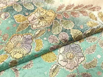 平和屋着物●訪問着　絞り　辻が花　暈し染め　金彩　ロング丈　正絹　逸品　AABI9305fy