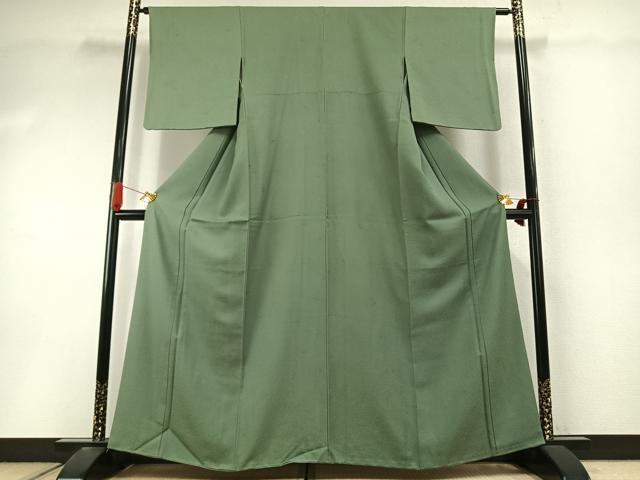 平和屋着物●上質な色無地　草花地紋　柳染色　正絹　逸品　AABI9309fy