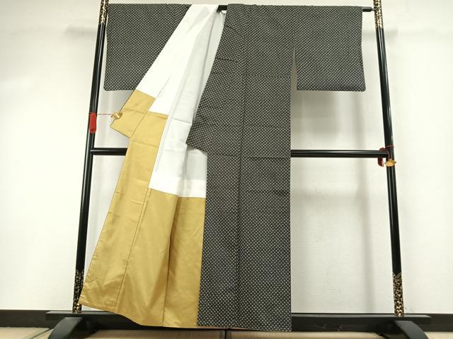 平和屋着物●ファッションデザイナー　稲葉賀恵　小紋　紬地　幾何学文様　正絹　逸品　AABI9312fy