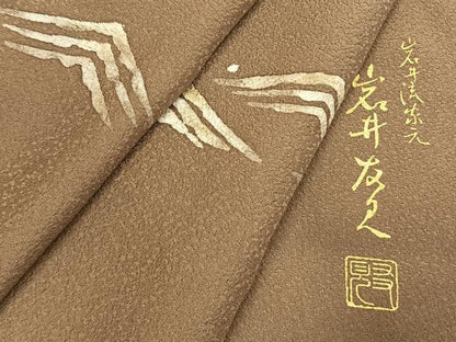 平和屋着物●日本舞踊家 岩井流宗元　岩井友見　訪問着　風景文　正絹　逸品　AABI9313fy