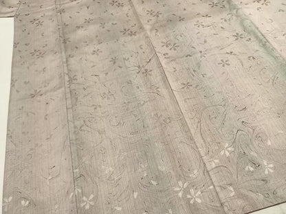 平和屋着物●上質な紬　舞桜文　墨流し文様　正絹　逸品　AABI9314fy
