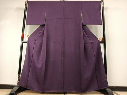 平和屋着物●上質な色無地　蒲葡色　正絹　逸品　AABI9315fy
