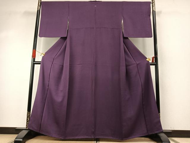 平和屋着物●上質な色無地　蒲葡色　正絹　逸品　AABI9315fy