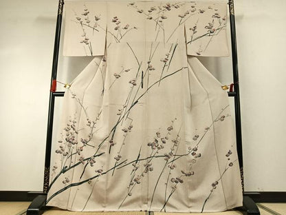 平和屋着物●訪問着　枝梅文　正絹　逸品　AABI9316fy
