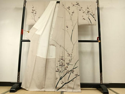 平和屋着物●訪問着　枝梅文　正絹　逸品　AABI9316fy