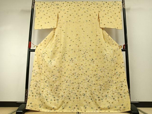 平和屋着物●訪問着　舞蝶花鳥文　正絹　逸品　AABI9317fy