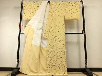 平和屋着物●訪問着　舞蝶花鳥文　正絹　逸品　AABI9317fy
