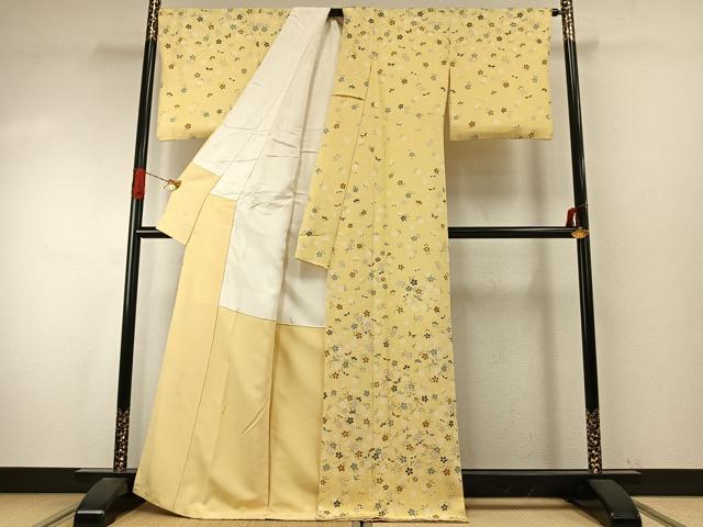 平和屋着物●訪問着　舞蝶花鳥文　正絹　逸品　AABI9317fy