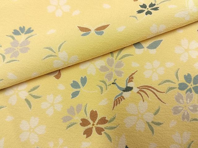 平和屋着物●訪問着　舞蝶花鳥文　正絹　逸品　AABI9317fy