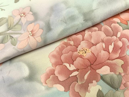 平和屋着物●訪問着　作家物　手描き　枝花文　暈し染め　正絹　逸品　AABI9318fy