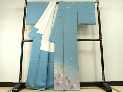 平和屋着物●ろう彩工芸　奥村一心　訪問着　舞桜文　暈し染め　正絹　逸品　AABI9319fy