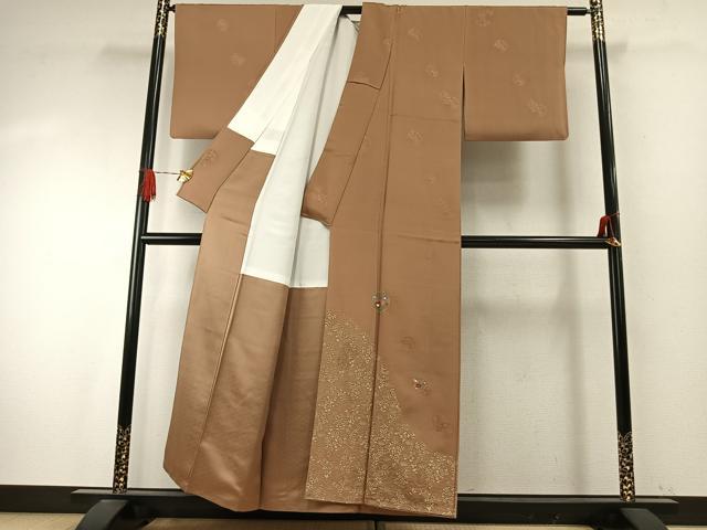 平和屋着物●友禅作家の巨匠　浅井青仁　訪問着　草花文　金彩　正絹　逸品　AABI9322fy