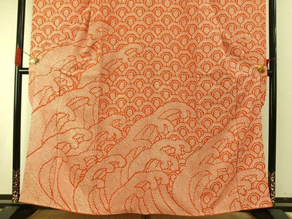 平和屋着物●豪華振袖　総絞り　立波青海波文　やまと誂製　正絹　逸品　AABI9324fy