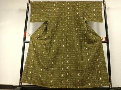 平和屋着物●上質な紬　琉球絣文様　正絹　逸品　AABI9328fy