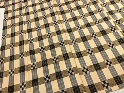 平和屋着物●上質な紬　格子　正絹　逸品　AABI9329fy