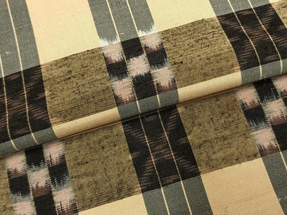平和屋着物●上質な紬　格子　正絹　逸品　AABI9329fy
