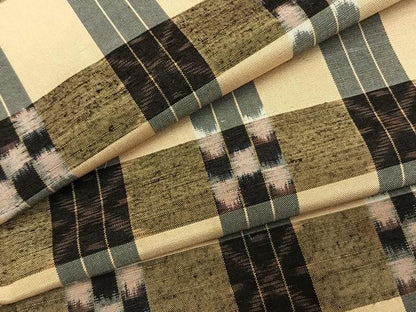 平和屋着物●上質な紬　格子　正絹　逸品　AABI9329fy