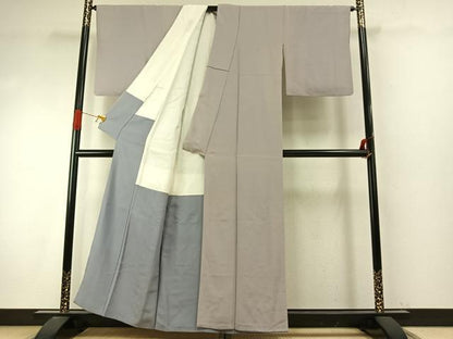 平和屋着物●銀座きしや　色無地　暁鼠色　正絹　逸品　AABI9331fy