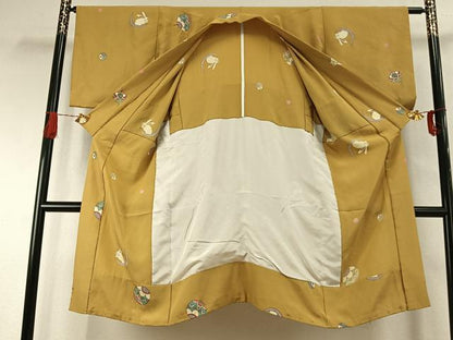 平和屋着物●長襦袢　無双仕立て　兎　毬　正絹　逸品　AABI9334fy